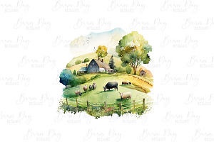 Quiet Countryside Scene Clipart