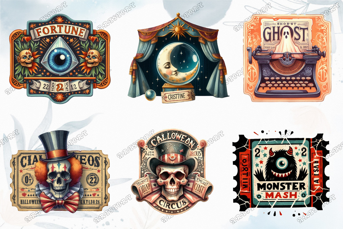 Halloween Old Tickets Clipart, a Graphic by designcity5 (Photo 2 of 5)