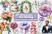 Cute Wedding Clipart, an Illustration by DreamCafeArt (Thumbnail 1 of 7)