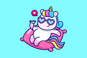 Cute Unicorn Chill On Pillow Cartoon, an Animal Illustration by Catalyst Labs (Thumbnail 1 of 3)
