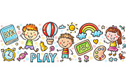 Set of cartoon doodle kids borders, a Decorative Illustration by Bubert Art (Thumbnail 3 of 8)