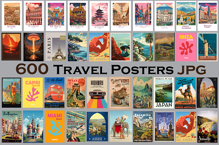 Travel Prints Bundle 600+ Vintage, a Wallpaper Photo by Chipshpow Graphics