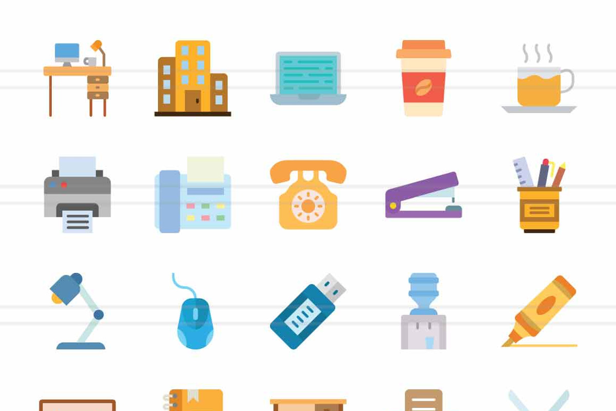 Office Things Flat Icons, an Icon by IconBunny (Photo 2 of 2)