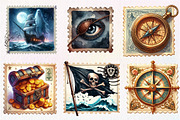 Nautical Pirates Stamp Postage, an Illustration by CreationArt (Thumbnail 5 of 5)