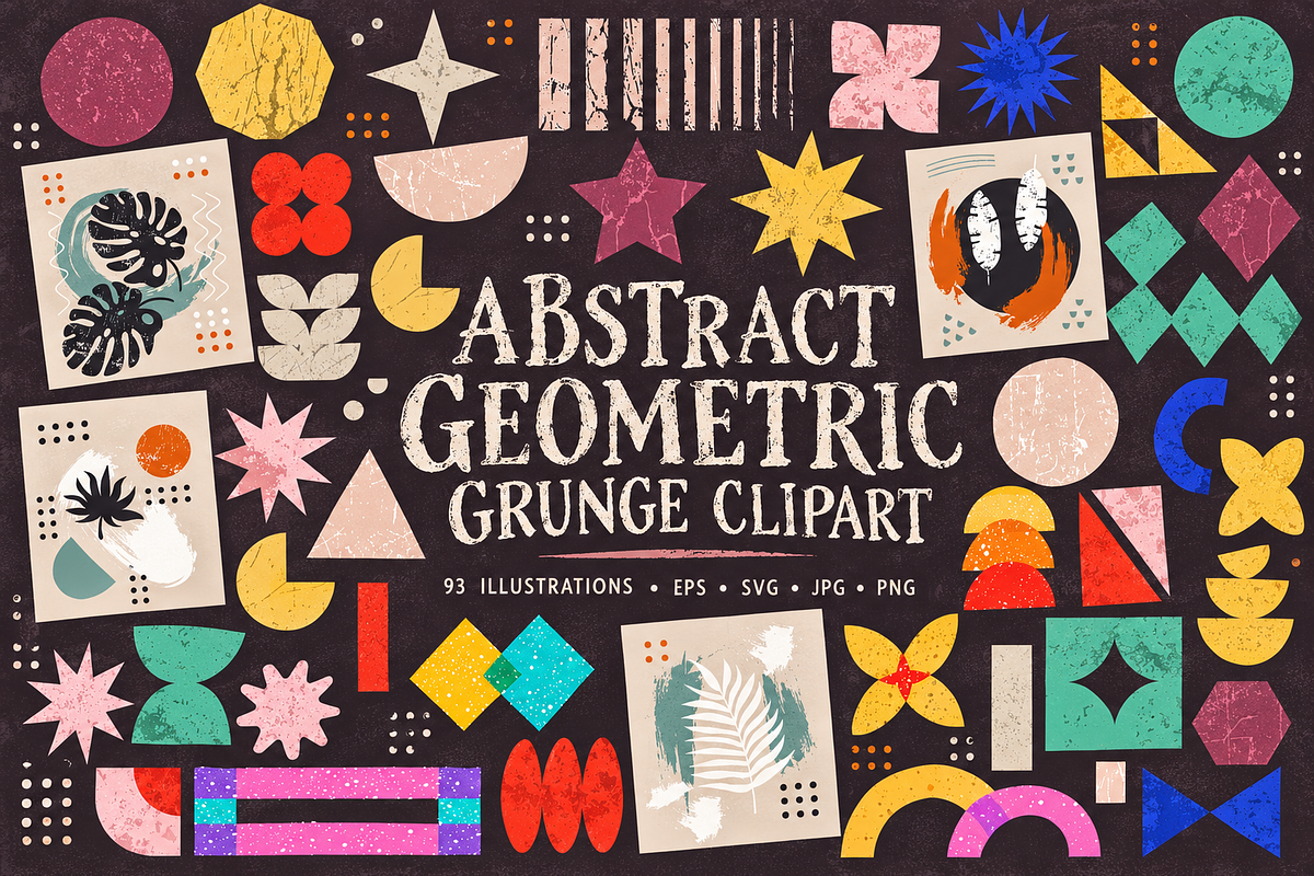 Abstract Geometric Grunge Clipart, a Decorative Illustration by Anna Studio (Photo 1 of 12)
