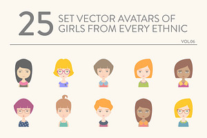 25 vector avatars of girls vol.06