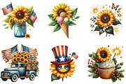 4th of July Sunflower Clipart, an Illustration by DreamArtGraphic (Thumbnail 4 of 4)