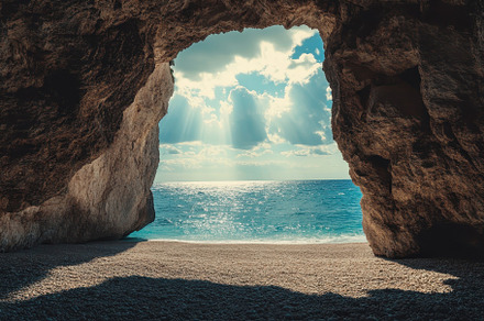 Stunning coastal cave reveals breath, a Photo by Tanuart