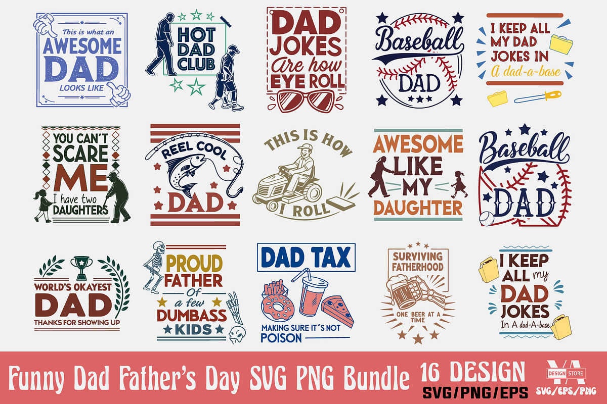 Funny Dad Father’s Day SVG Bundle, an Object Illustration by Ya_ Design Store (Photo 1 of 40)