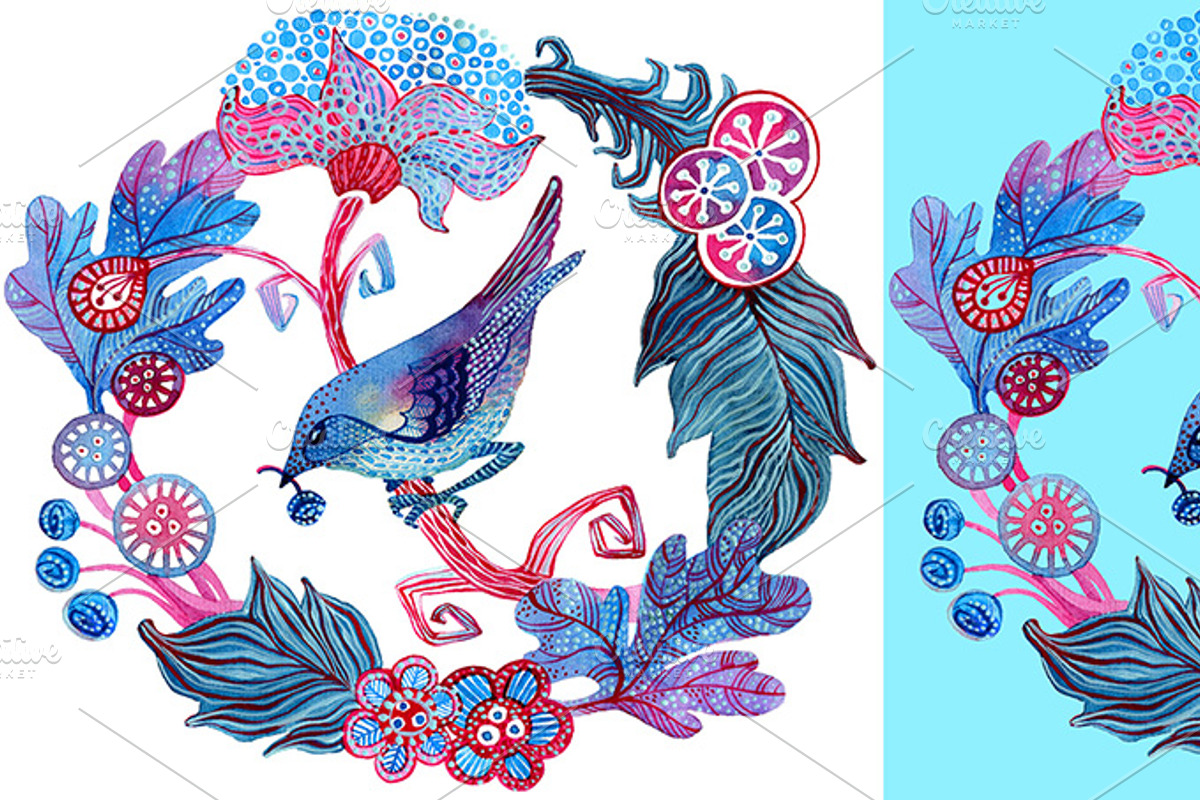 Bird in the wreath, a Decorative Illustration by Natasha Koltsova (Photo 2 of 2)