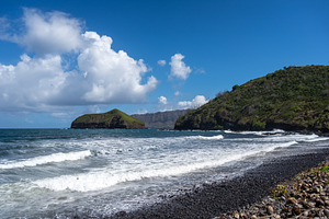 Atuona Bay black sand beach in Hiva Oa, Marquesas Islands, Frenc, a Nature Photo by GoodGoods
