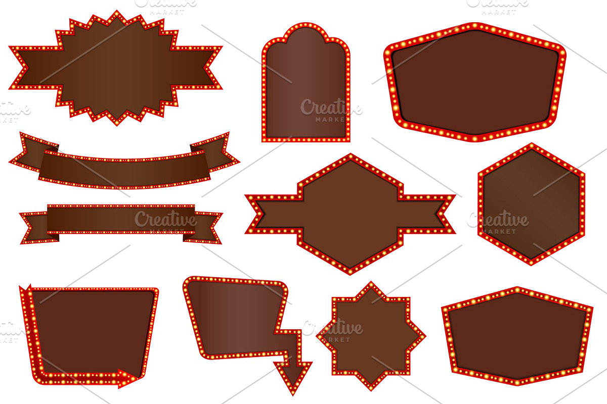 Retro Marquee Sign Frames Clipart, an Illustration by Stellalunarts (Photo 1 of 3)