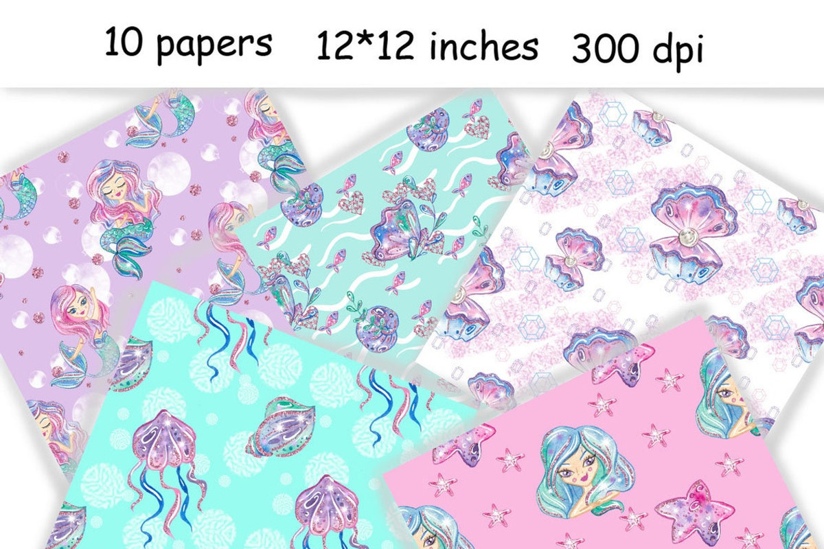 Mermaid Pattern, a Pattern Graphic by GlamArtZhanna (Photo 2 of 3)