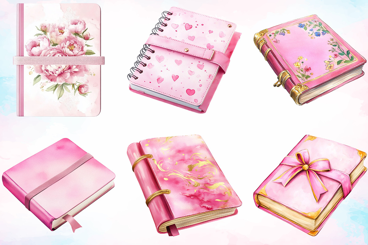 Watercolor Pretty Pink Planner PNG, an Illustration by Canvas Craft (Photo 2 of 4)