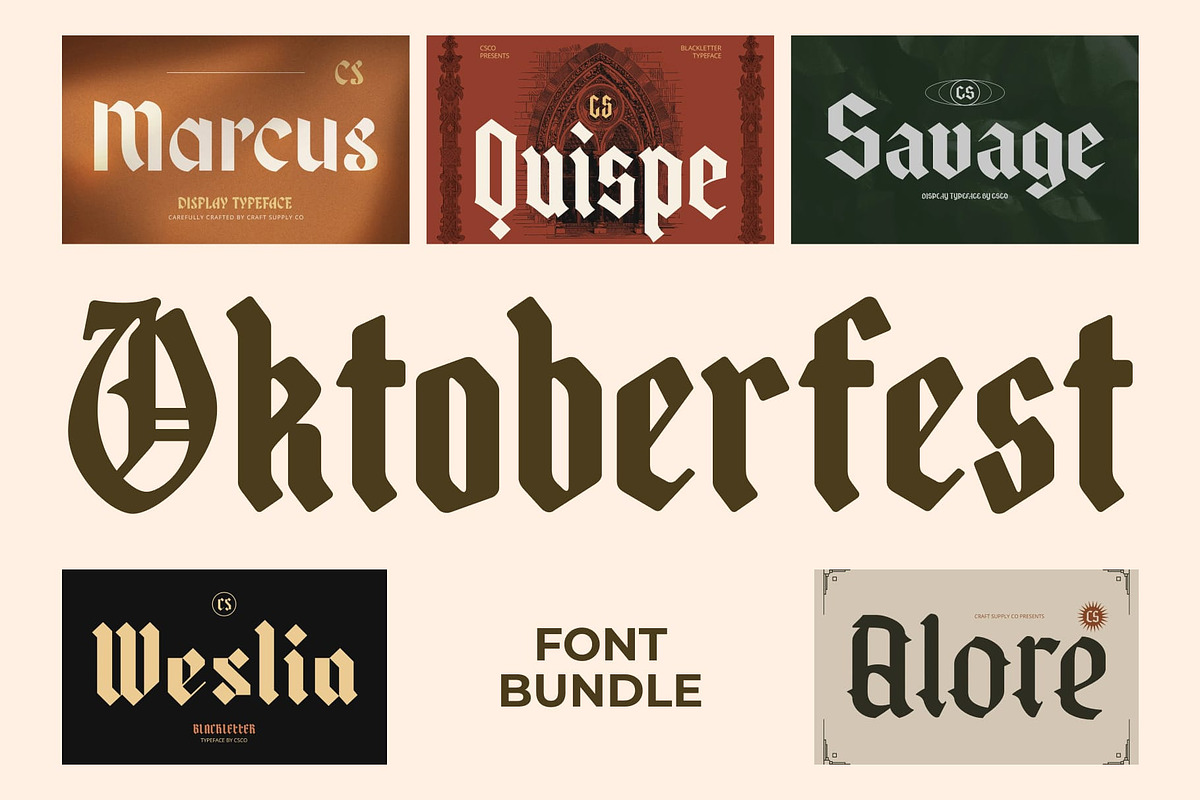 Oktoberfest Font Bundle, a Blackletter Font by Craft Supply Co. (Photo 1 of 11)