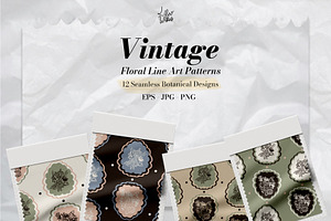 Vintage Floral Line Art Patterns, a Pattern Graphic by lilovwishes