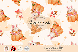 Bunny Pumpkin Seamless Pattern