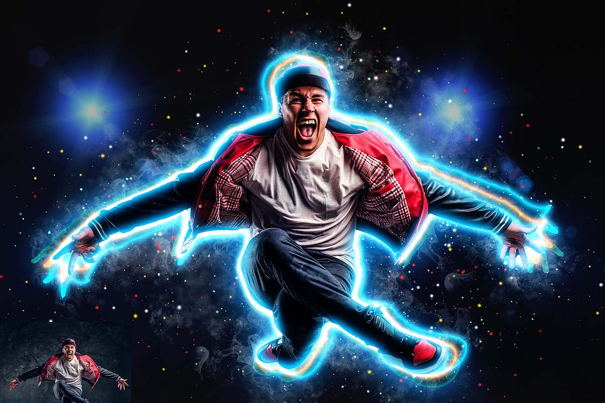 Neon Glow Portrait Photoshop Action, an Action Add-On by Studio Retouch (Photo 4 of 9)