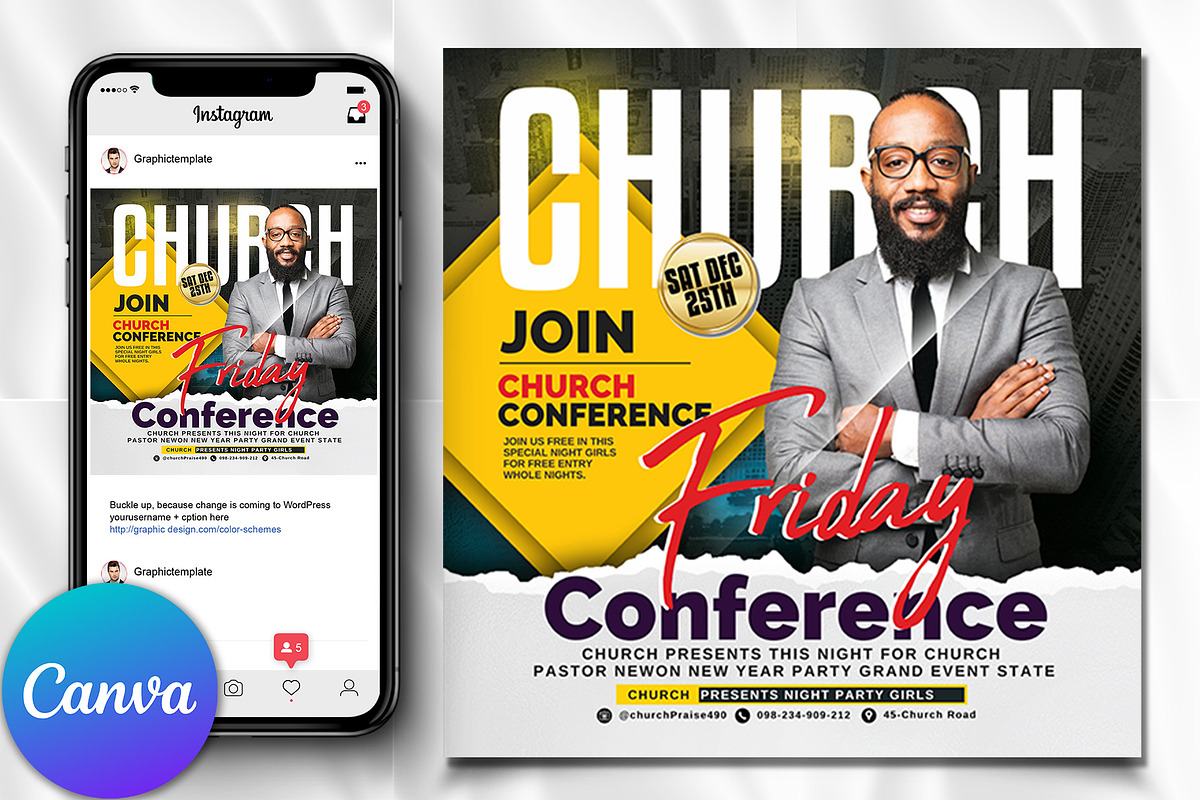 Church Flyer | Canva Flyers, a Social Media Template by Psd Templates (Photo 1 of 2)