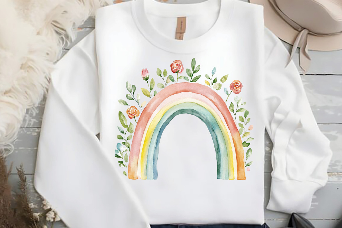 Boho Rainbow Floral Clipart, an Illustration by DreamCafeArt (Photo 5 of 6)