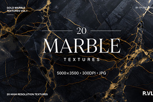 20 Black & Gold Marble Textures.