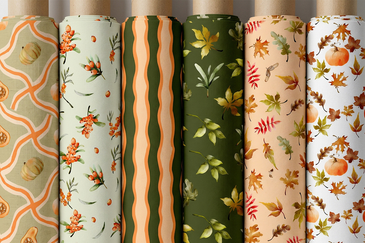 Autumn Hand drawn Seamless Patterns, a Pattern Graphic by Pattern + watercolor (Photo 9 of 13)