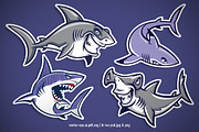 Set Cartoon of Shark Characters, an Object Graphic by bazzier_graphik (Thumbnail 2 of 2)