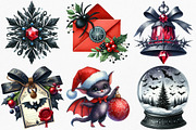 Watercolor Goth Christmas Clipart, an Illustration by Canvas Craft (Thumbnail 4 of 8)