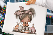 Whimsical easter girl clipart, an Illustration by SinaCreation (Thumbnail 6 of 9)