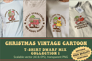 Christmas Dwarf Mix Vintage Cartoon, an Illustration by vectstudio