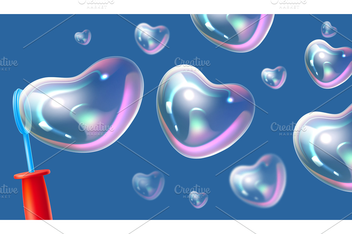 Realistic blown air soap bubbles in, an Illustration by Vectorbuum