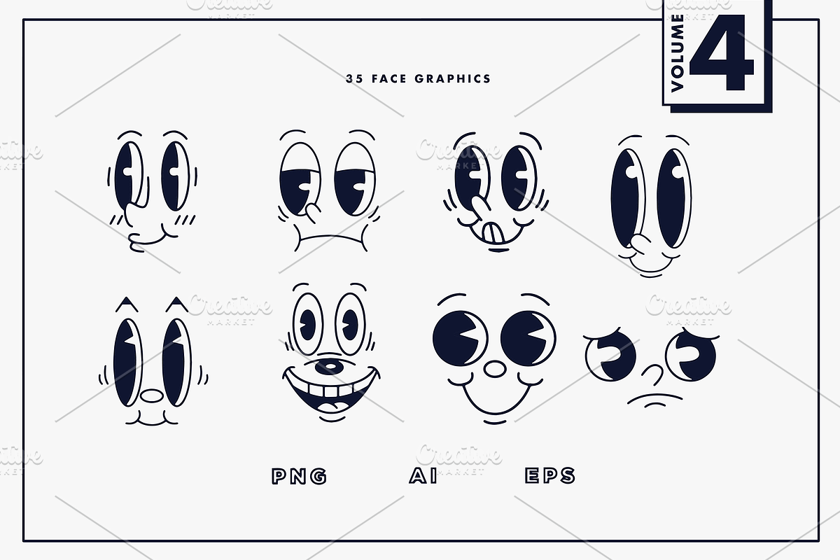 56 Retro Mascot Parts | VOL 4, an Illustration by GRPXSTORE (Photo 3 of 7)