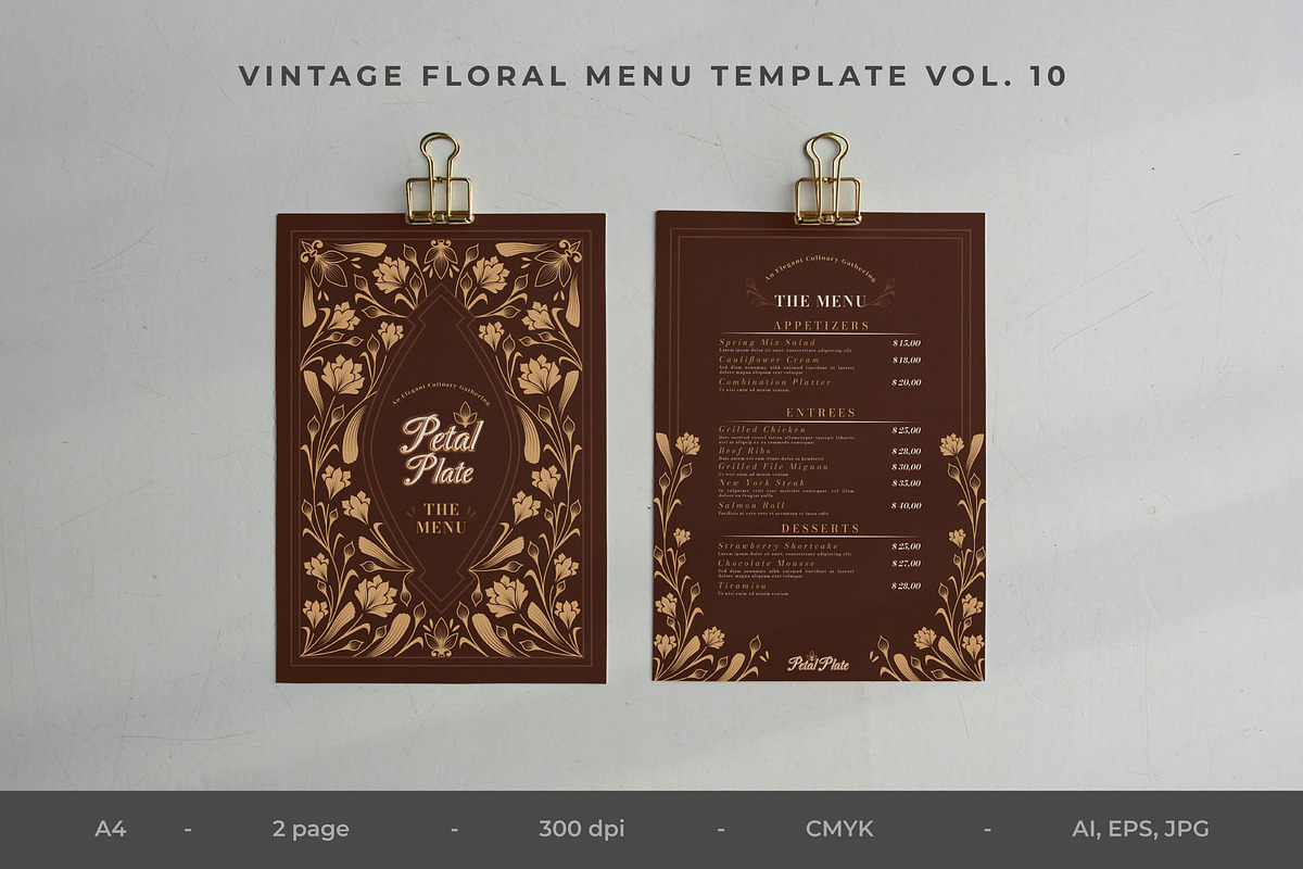 Vintage Floral Menu Vol.10, a Brochure Template by Bewalrus Studio (Photo 1 of 5)