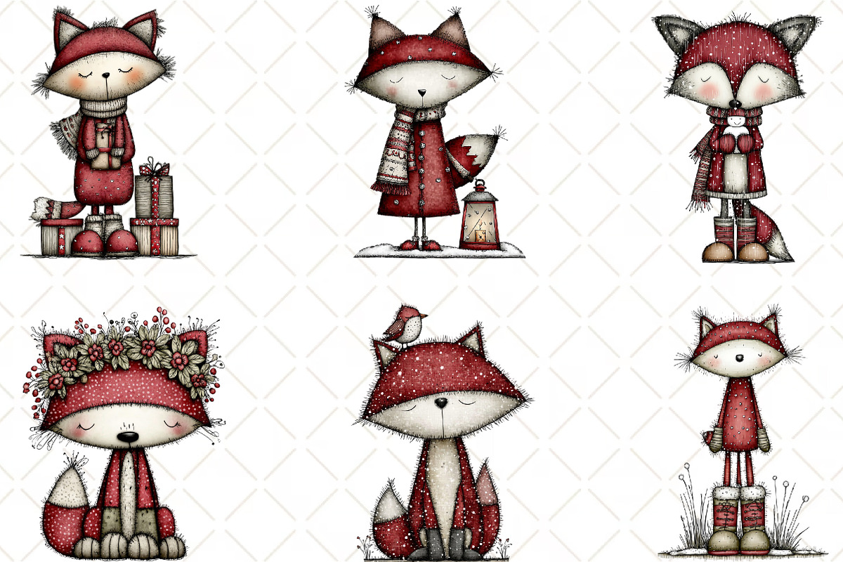 Whimsical Christmas Fox Clipart, an Animal Illustration by Black Bird Studio (Photo 3 of 5)