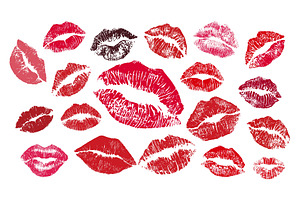 Female lipstick prints. Isolated, an Illustration by Valerie Bodnar