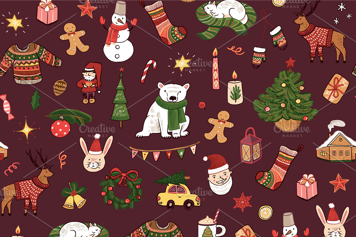 Merry Christmas illustrations set., a Seasonal Illustration by GooseFrol (Photo 6 of 8)