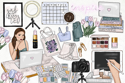 Boss Babe Fashion Girl Clip Art, a Technology Illustration by TWG Designs