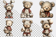 Whimsical Easter Teddy Bear Clipart, an Illustration by SVGArt (Thumbnail 2 of 6)
