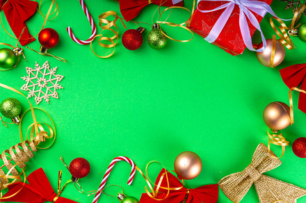 Bright green New Year Christmas background, a Holiday Photo by Rimma