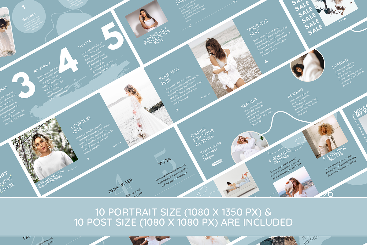 Blue Instagram Carousel Templates, a Social Media Template by SunshineStudioBoutique (Photo 2 of 9)