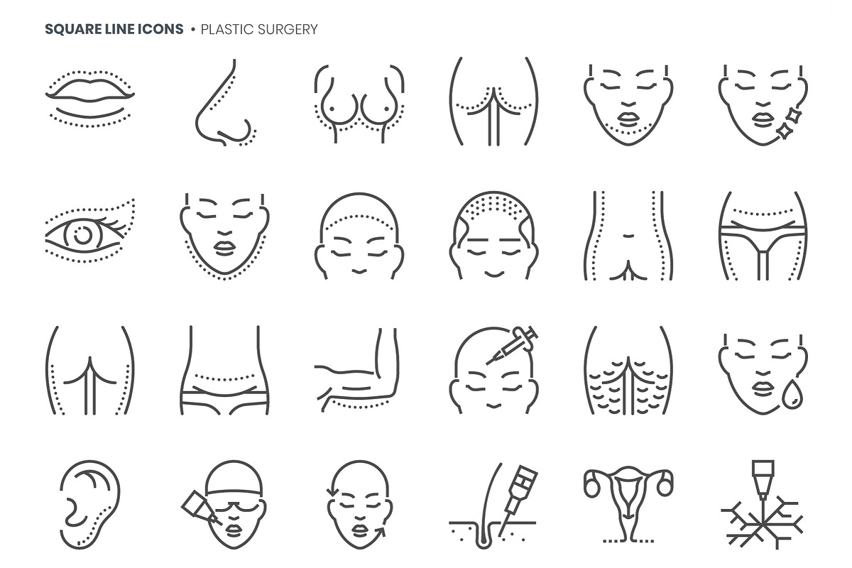 Plastic Surgery, Square Line Icons, an Outline Icon by Howcolour