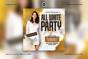 All White Party Flyer & Social Media, a Flyer Template by iDoodle Studio