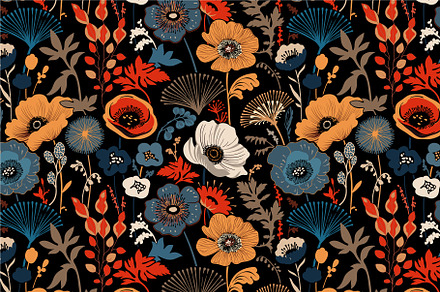 Decorative Flowers Pattern, a Wallpaper Graphic by Sunny_Lion