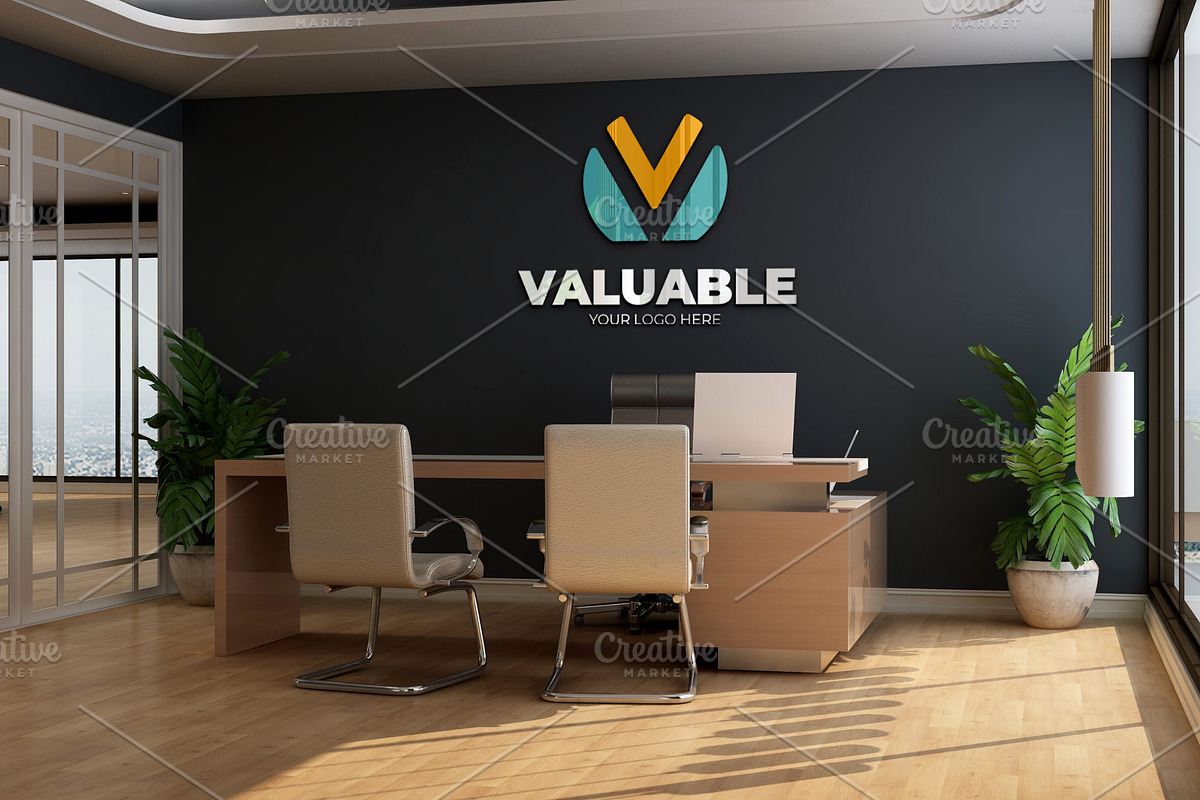 PSD Modern Office Wall Logo Mockup, an Advertising Mockup by Ayy (Photo 15 of 15)