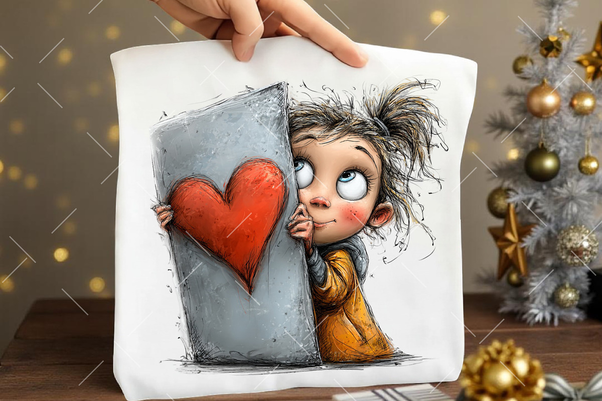 Whimsical Girl Valentine Clipart, an Illustration by OK Design (Photo 6 of 6)