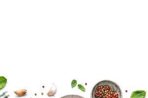 Fresh cooking ingredients with herbs, spices, and olive oil, a Photo by Olena Rudo