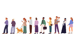 Various people standing in long line, a Person Illustration by Vectorbuum