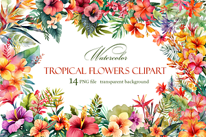 Tropical Flowers Watercolor Sublimat