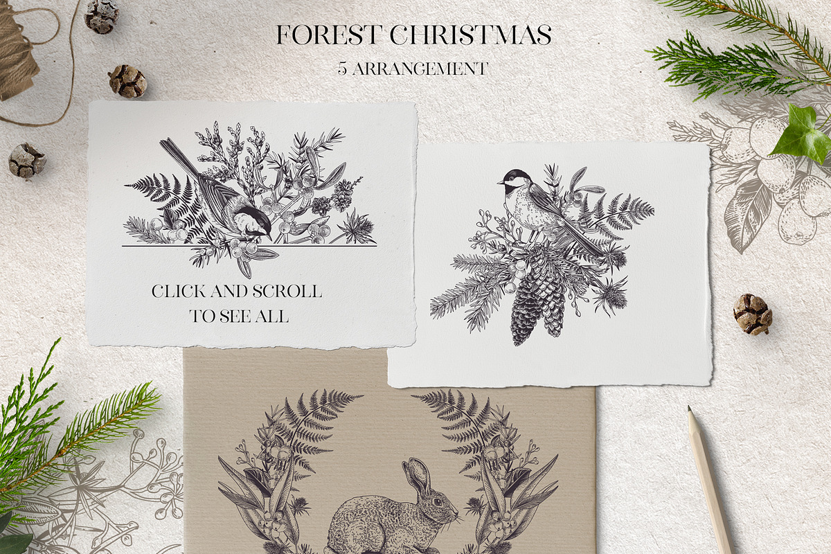 Forest Christmas  b&w, a Decorative Illustration by Lisla (Photo 8 of 11)