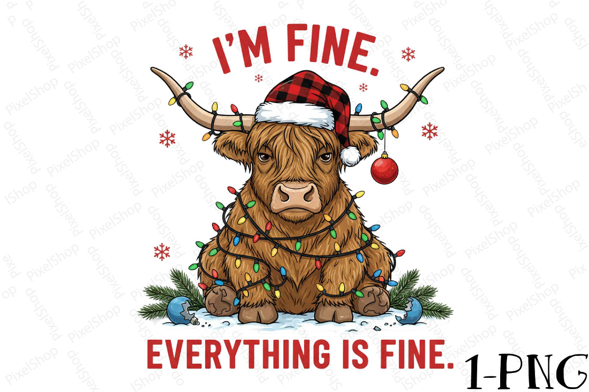 I'm Fine Everything is Fine Xmas Png, an Illustration by DreamPrint404 (Photo 1 of 7)